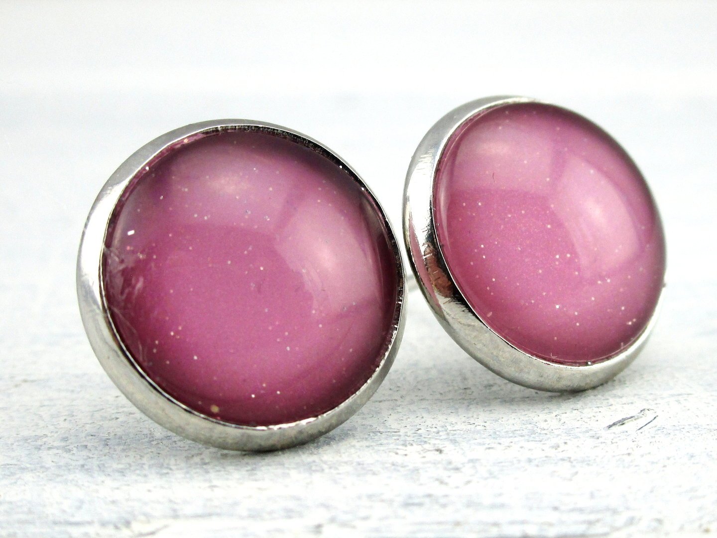 Ohrstecker "Rosé" in Silber 14mm