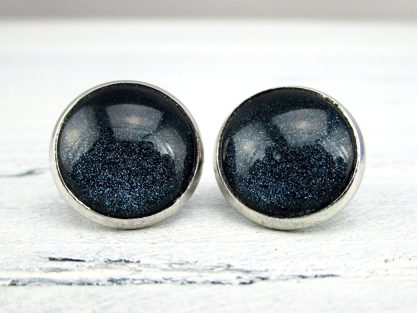 Ohrstecker "Nachtfeuer" in Silber 14mm
