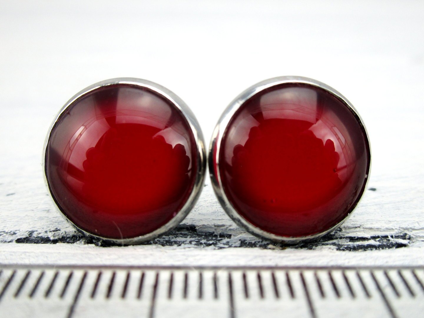 Ohrstecker "Kirschrot" in Silber 14mm