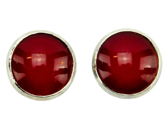 Ohrstecker "Kirschrot" in Silber 14mm
