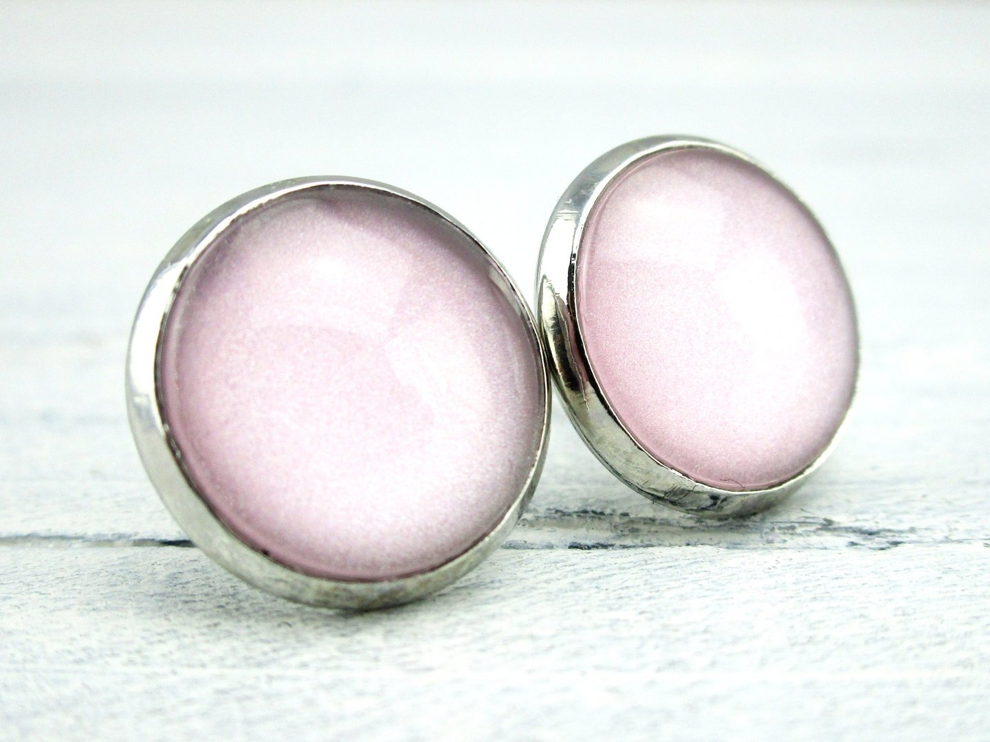 Ohrstecker "Pastellrosa" in Silber 14mm