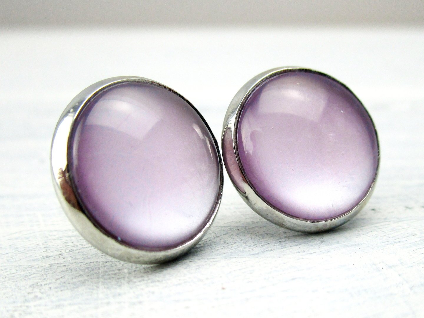 Ohrstecker "Pastellrosa Mattiert" in Silber 14mm