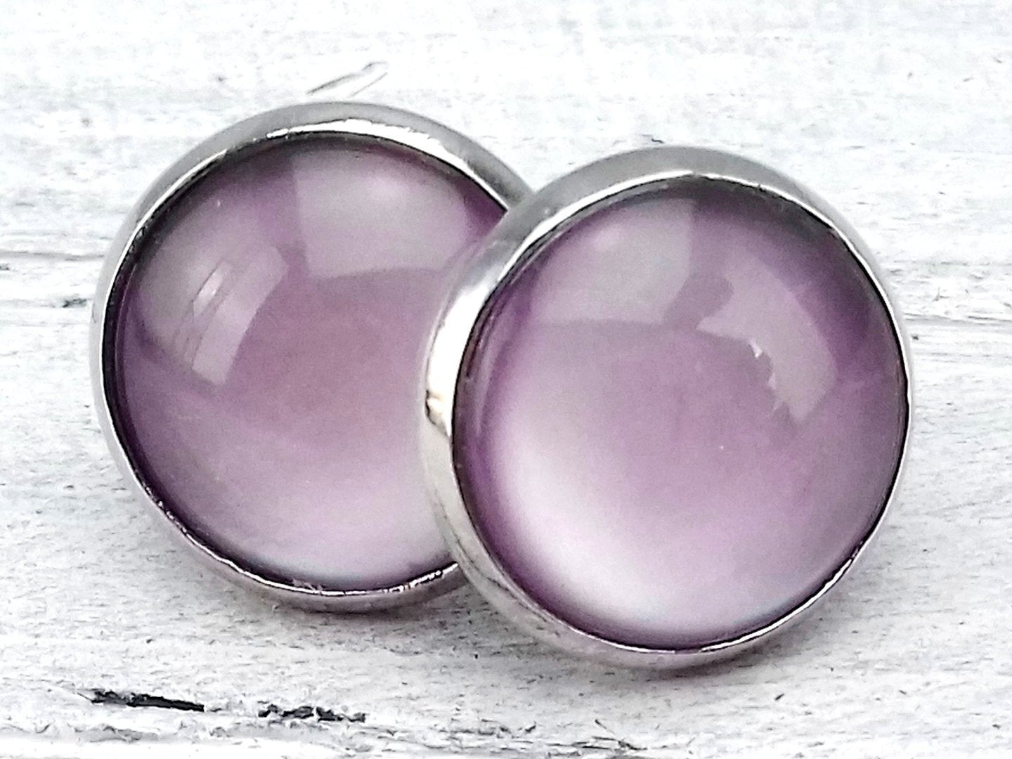 Ohrstecker "Pastellrosa Mattiert" in Silber 14mm