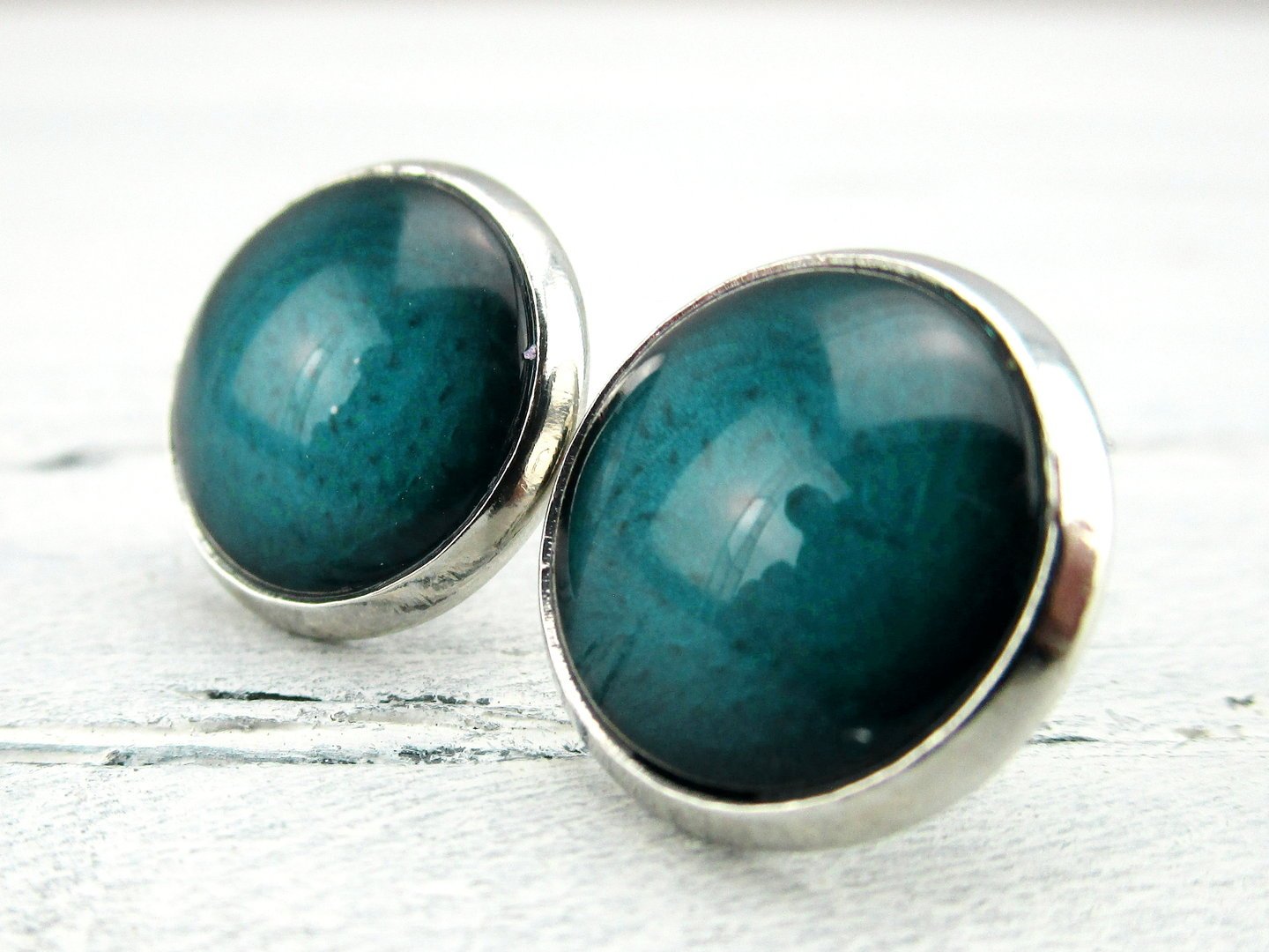 Ohrstecker "Mermaidblue" in Silber 14mm