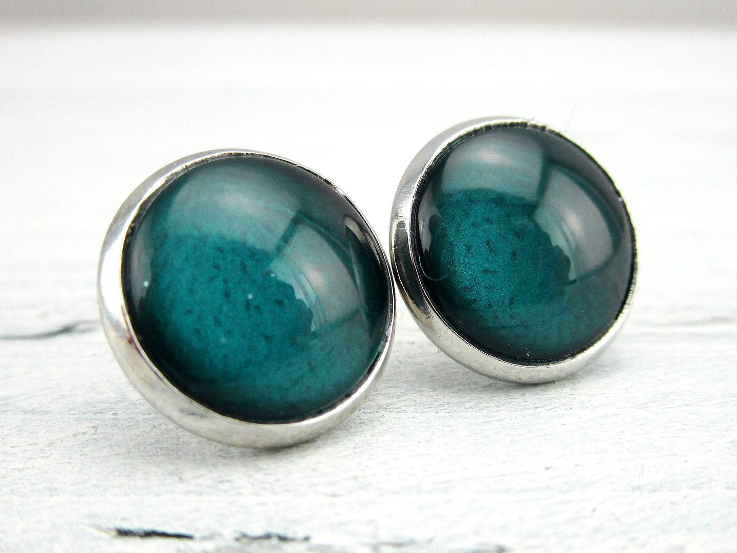 Ohrstecker "Mermaidblue" in Silber 14mm