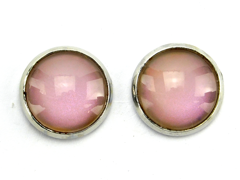 Ohrstecker "Pastellrosa Holo Shine" in Silber 14mm