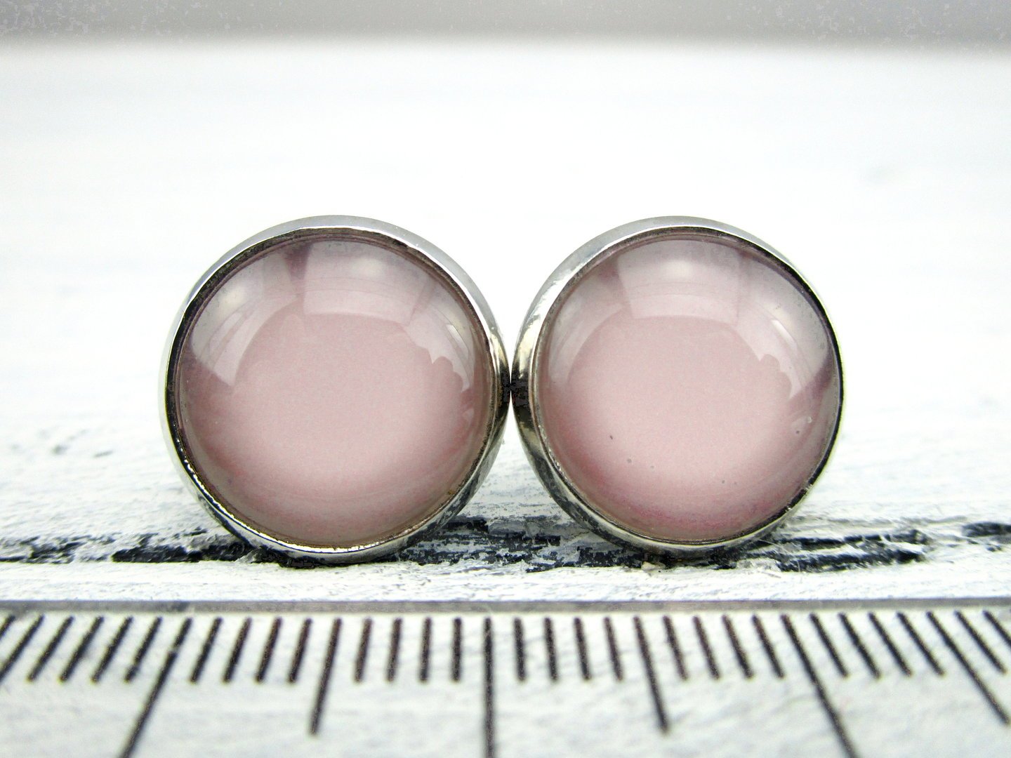 Ohrstecker "Pastellrosa Holo Shine" in Silber 14mm
