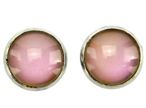 Ohrstecker "Pastellrosa Holo Shine" in Silber 14mm