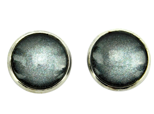 Ohrstecker "Grau Metallic" in Silber 14mm