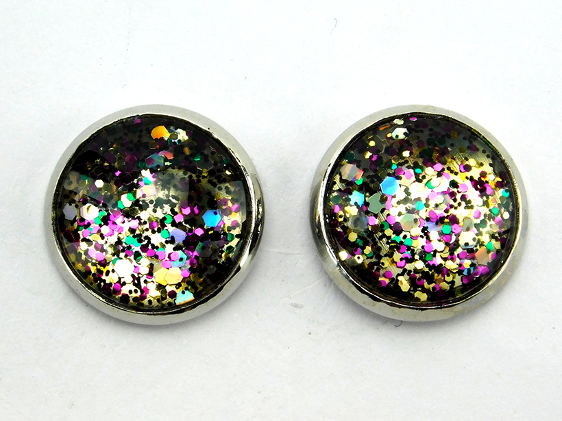 Ohrstecker "Glitzerkonfetti Dunkel" in Silber 14mm