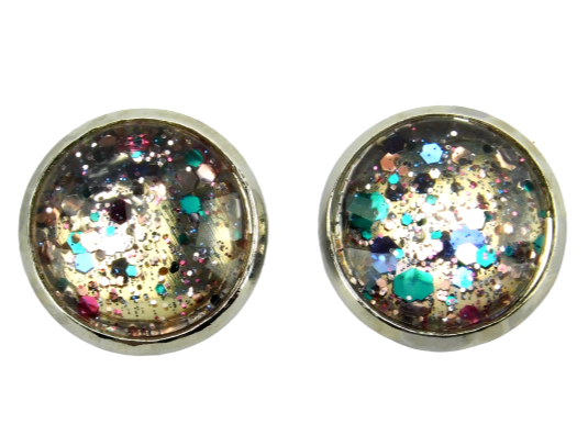 Ohrstecker "Glitzerkonfetti Hell" in Silber 14mm