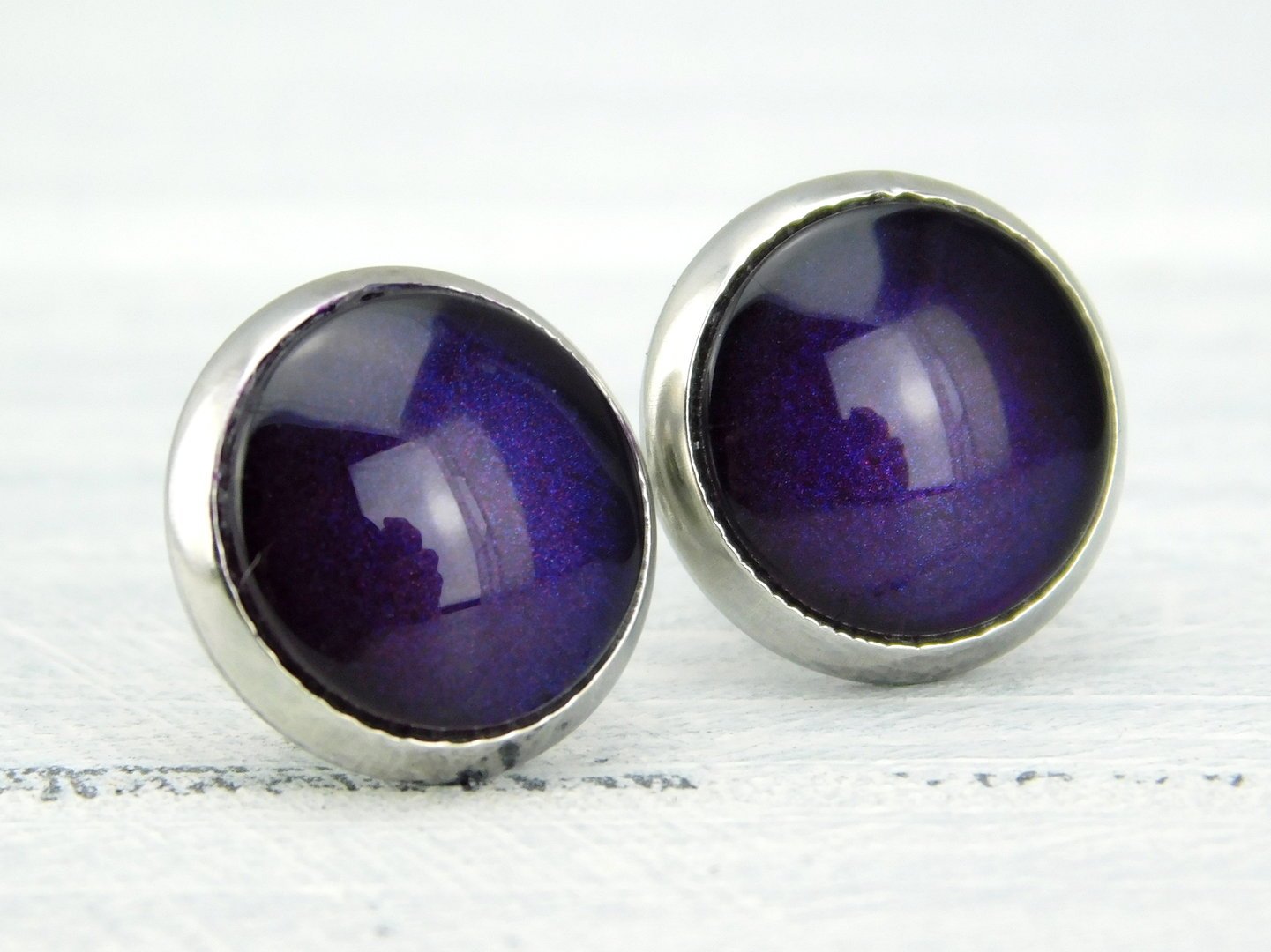 Ohrstecker "Mitternachtsveilchen" aus Edelstahl 12mm