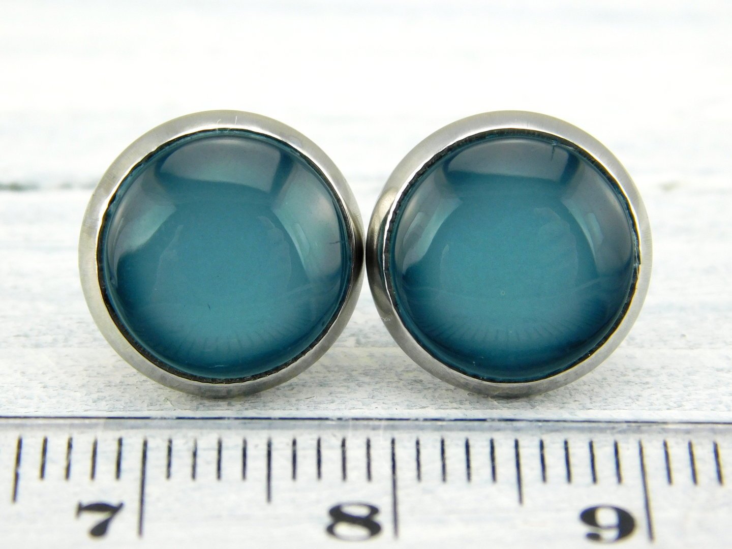 Ohrstecker "Petrolblau" aus Edelstahl 12mm