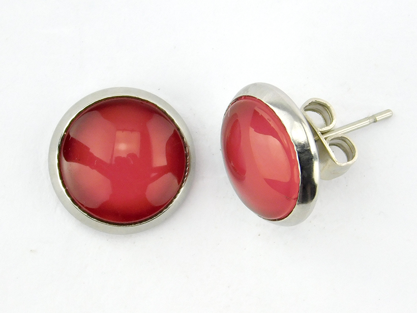 Ohrstecker "Erdbeerrot" aus Edelstahl 12mm