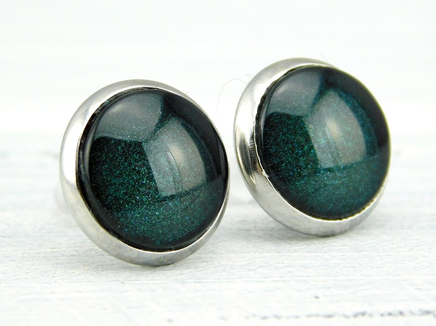Ohrstecker "Schimmerndes Grün" aus Edelstahl 12mm