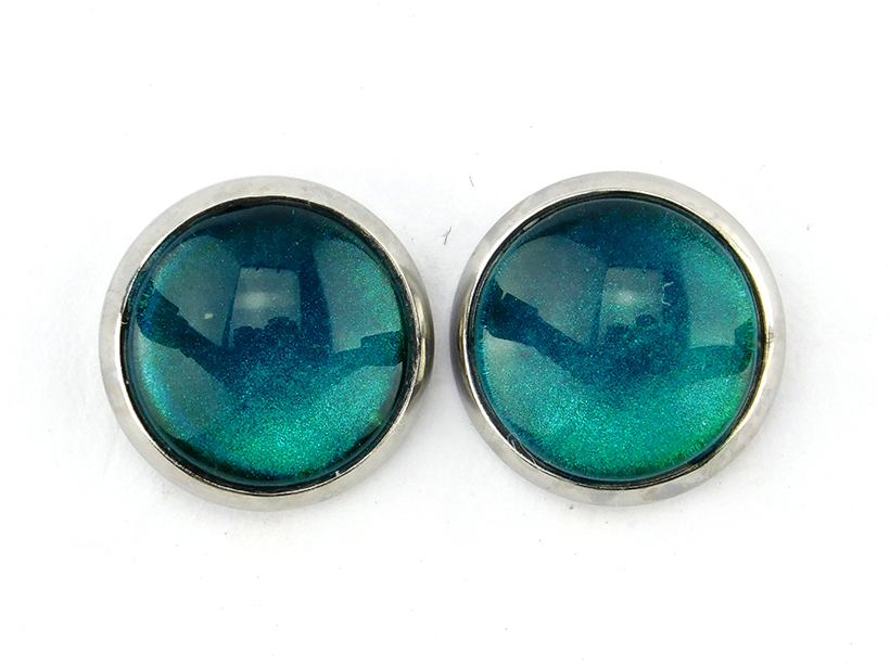 Ohrstecker "Petrolblau" in Edelstahl 12 mm