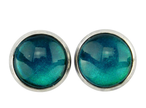 Ohrstecker "Petrolblau" in Edelstahl 12 mm