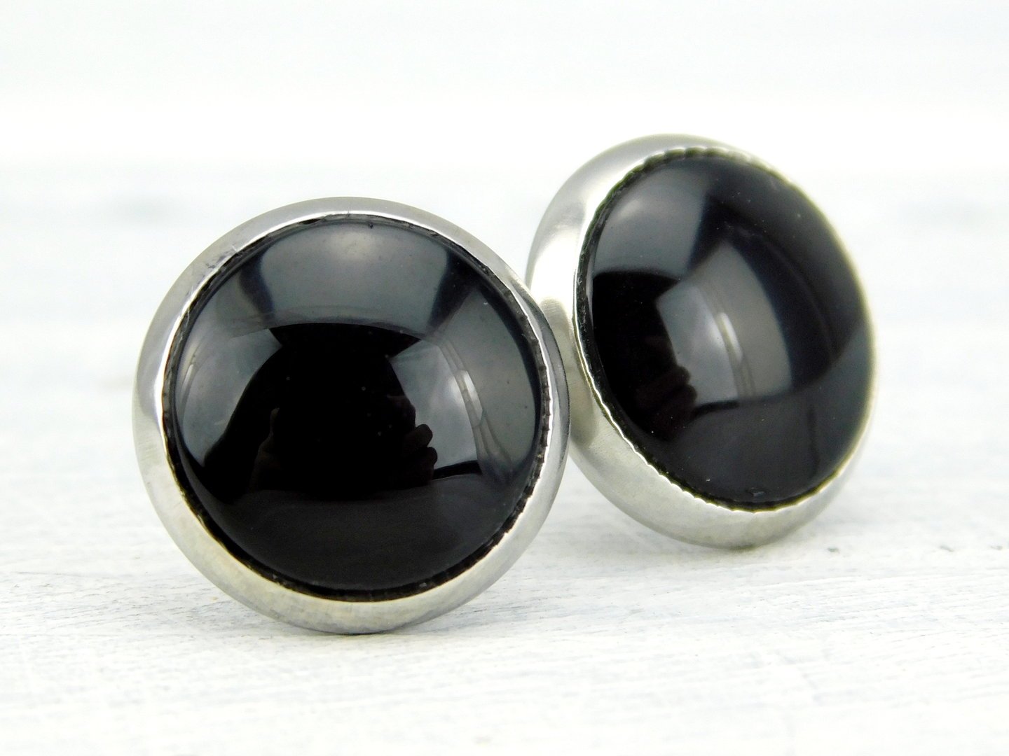 Ohrstecker "Elegant Black" aus Edelstahl 12mm