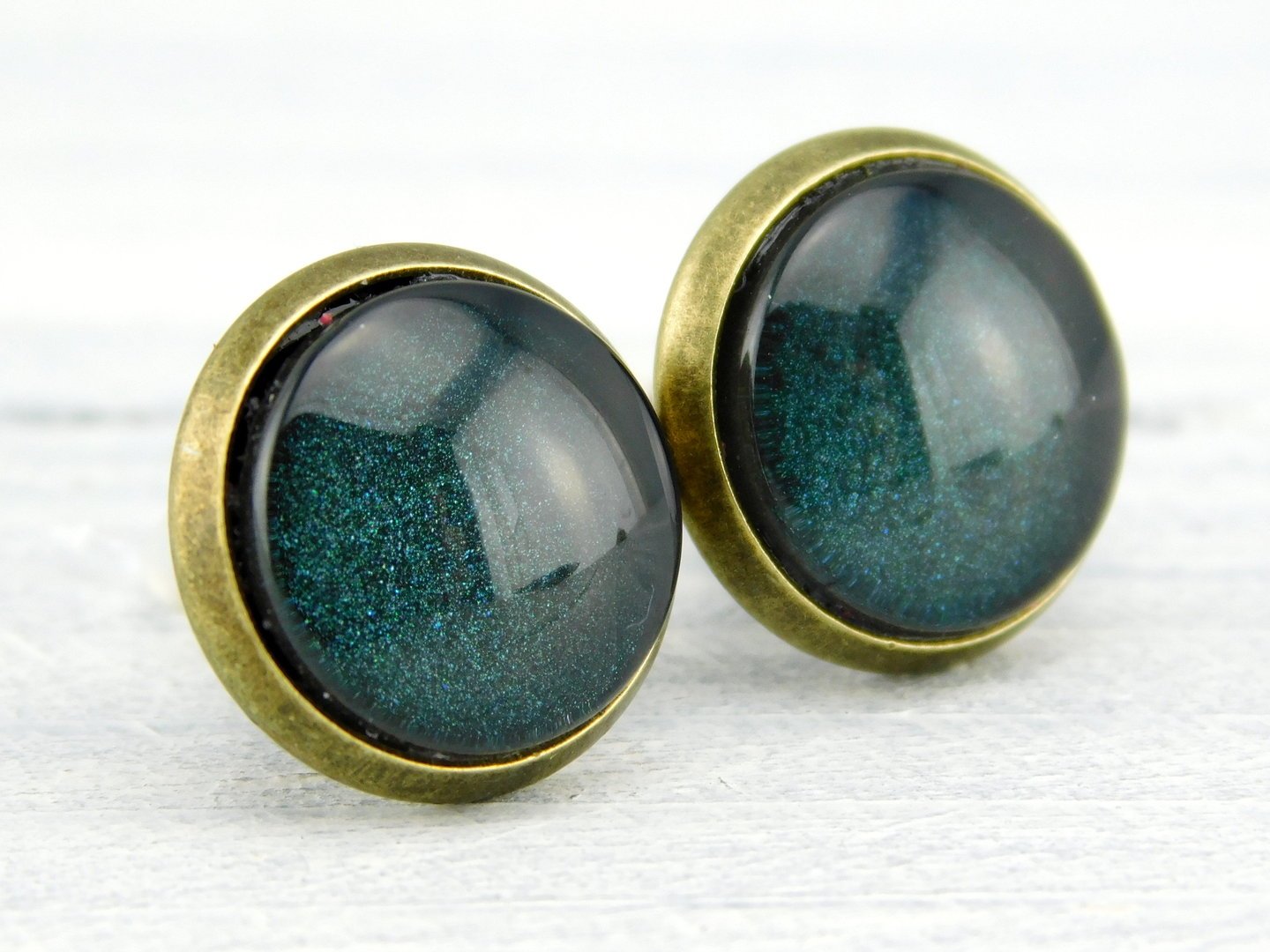 Ohrstecker "Mystic Petrol" in Bronze 12mm