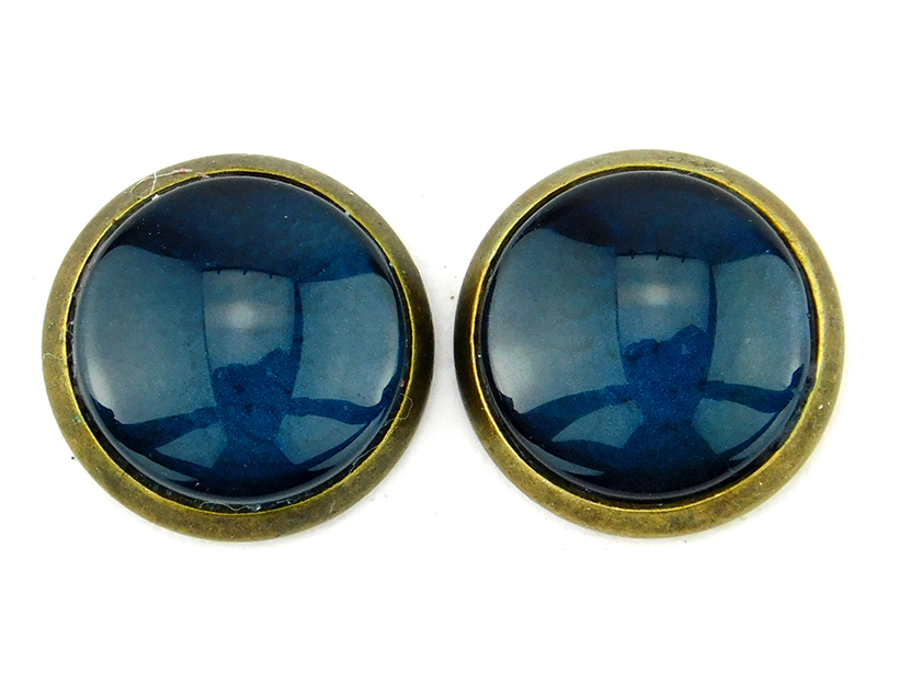 Ohrstecker "Tiefes Saphirblau" in Bronze 12mm