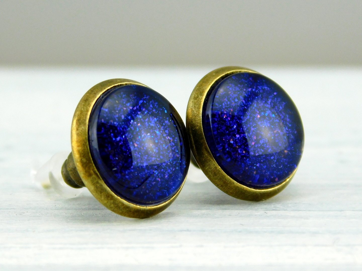 Ohrstecker "Königsblau" in Bronze 12mm