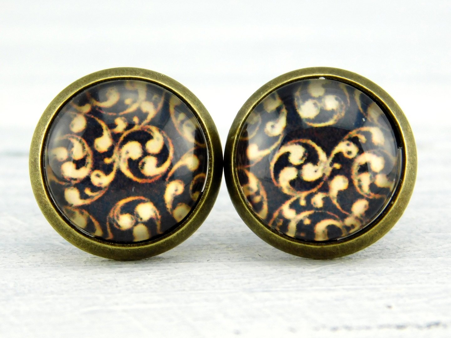 Motivohrstecker "Vintage Arabeske" in Bronze 12mm