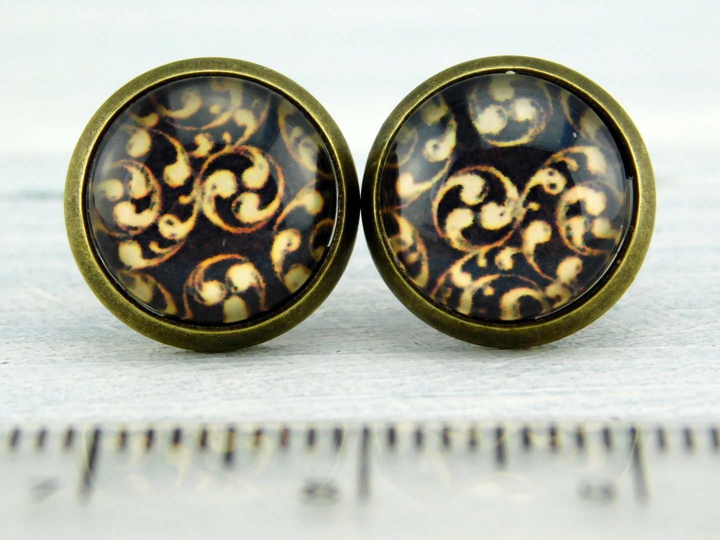 Motivohrstecker "Vintage Arabeske" in Bronze 12mm