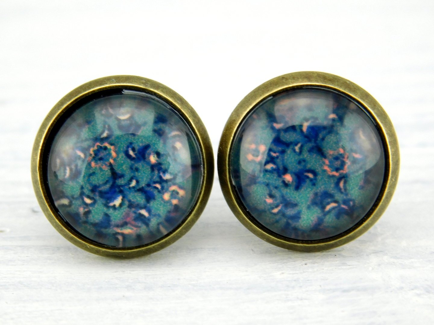 Motivohrstecker "Blumenmeer" in bronze 12mm