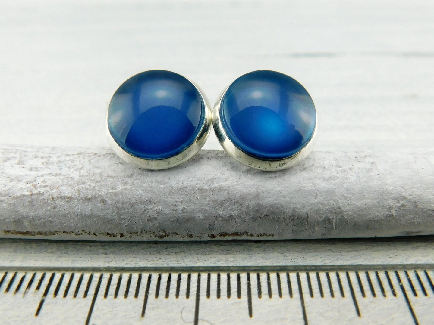 Ohrstecker "Saphirblau" in Silber