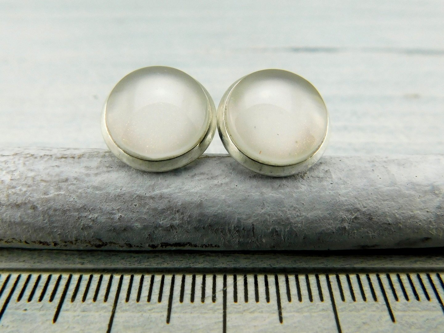 Ohrstecker "weiße Rose" in Silber - Vintage Schmuckstübchen