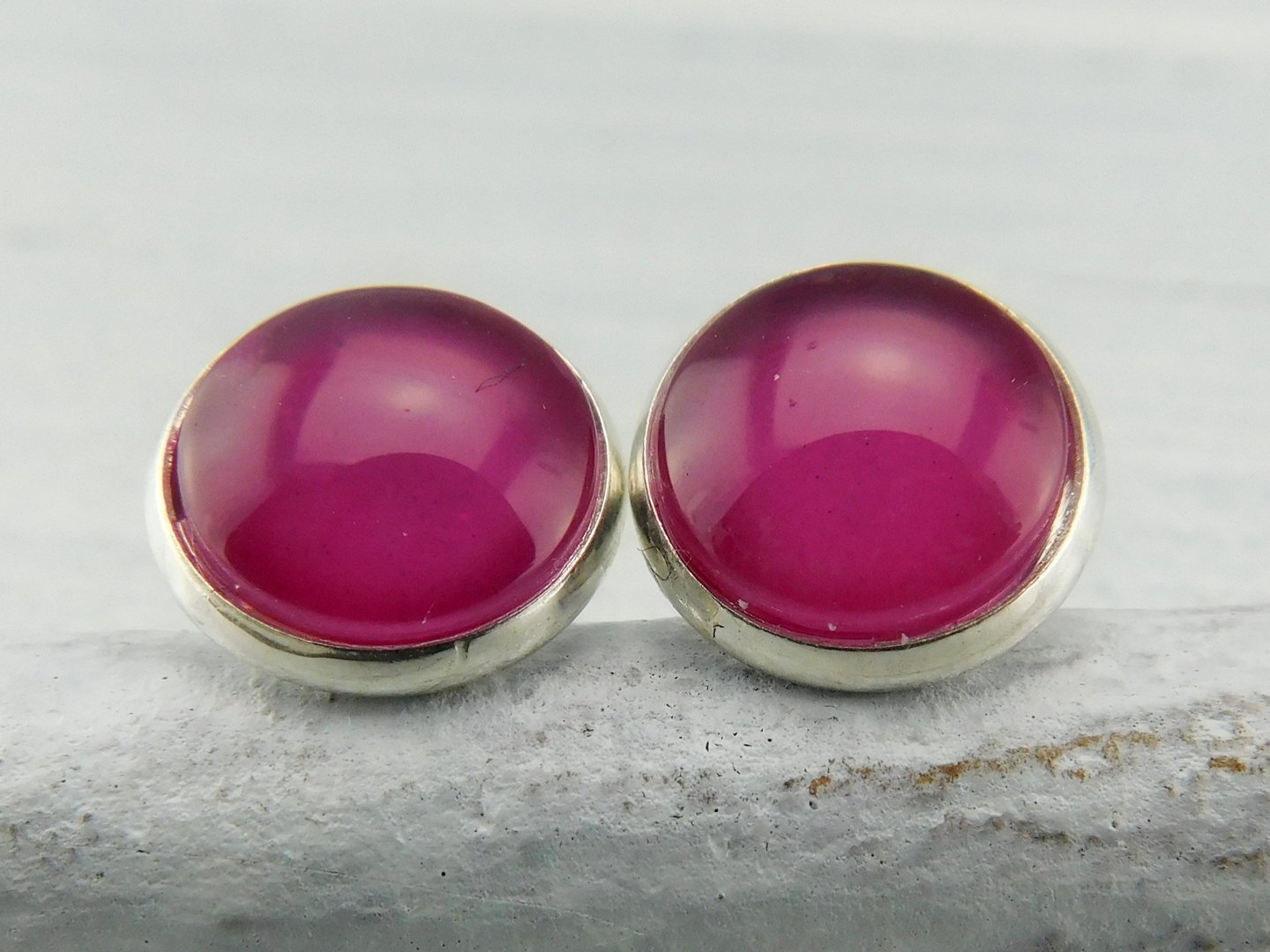Ohrstecker "Lippenstift Pink" in Silber