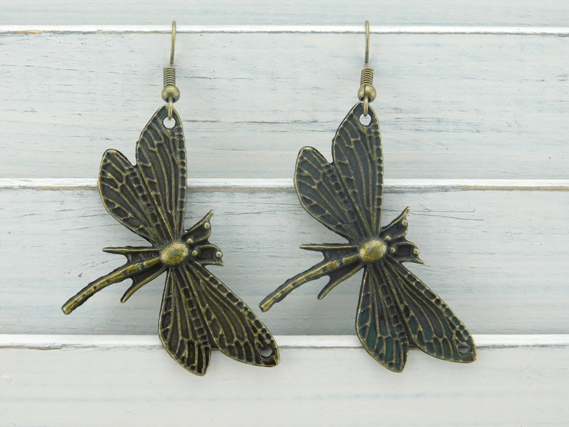 bronzefarbene Ohrringe "Libelle"