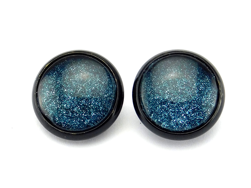 Ohrstecker mit schwarzer Fassung "Glitzerblau"