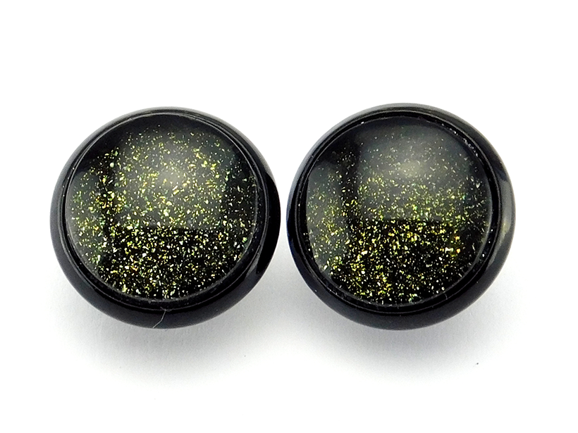 Ohrstecker mit schwarzer Fassung und Glasstein "Dark Glitter"