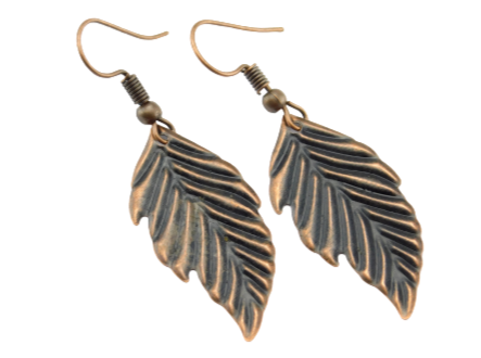 "Copper Cabana" - Kupferfarbene Ohrhänger mit Blattmotiv