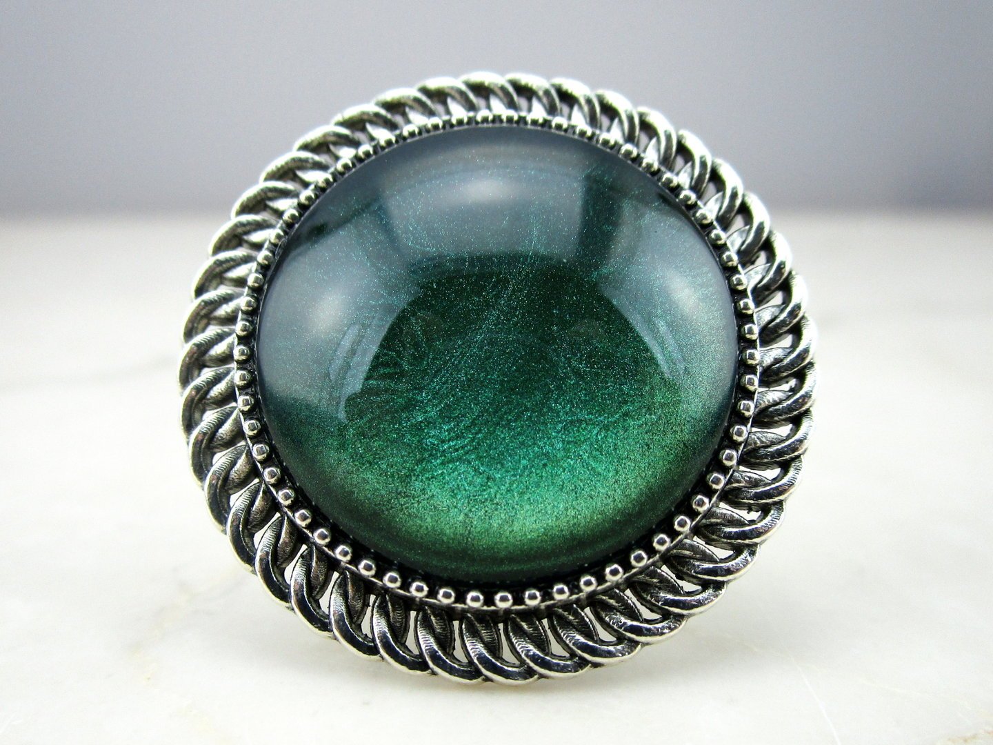 Cabochonring "Mermaid Green" - Vintage Schmuckstübchen