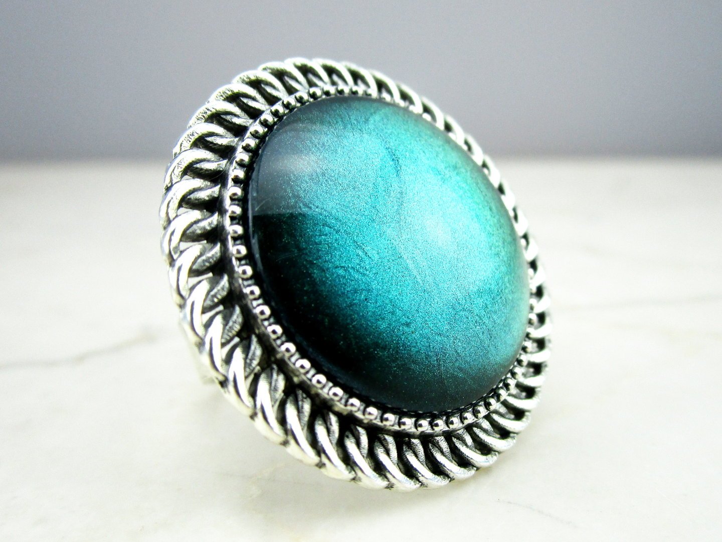Cabochonring "Mermaid Green" - Vintage Schmuckstübchen