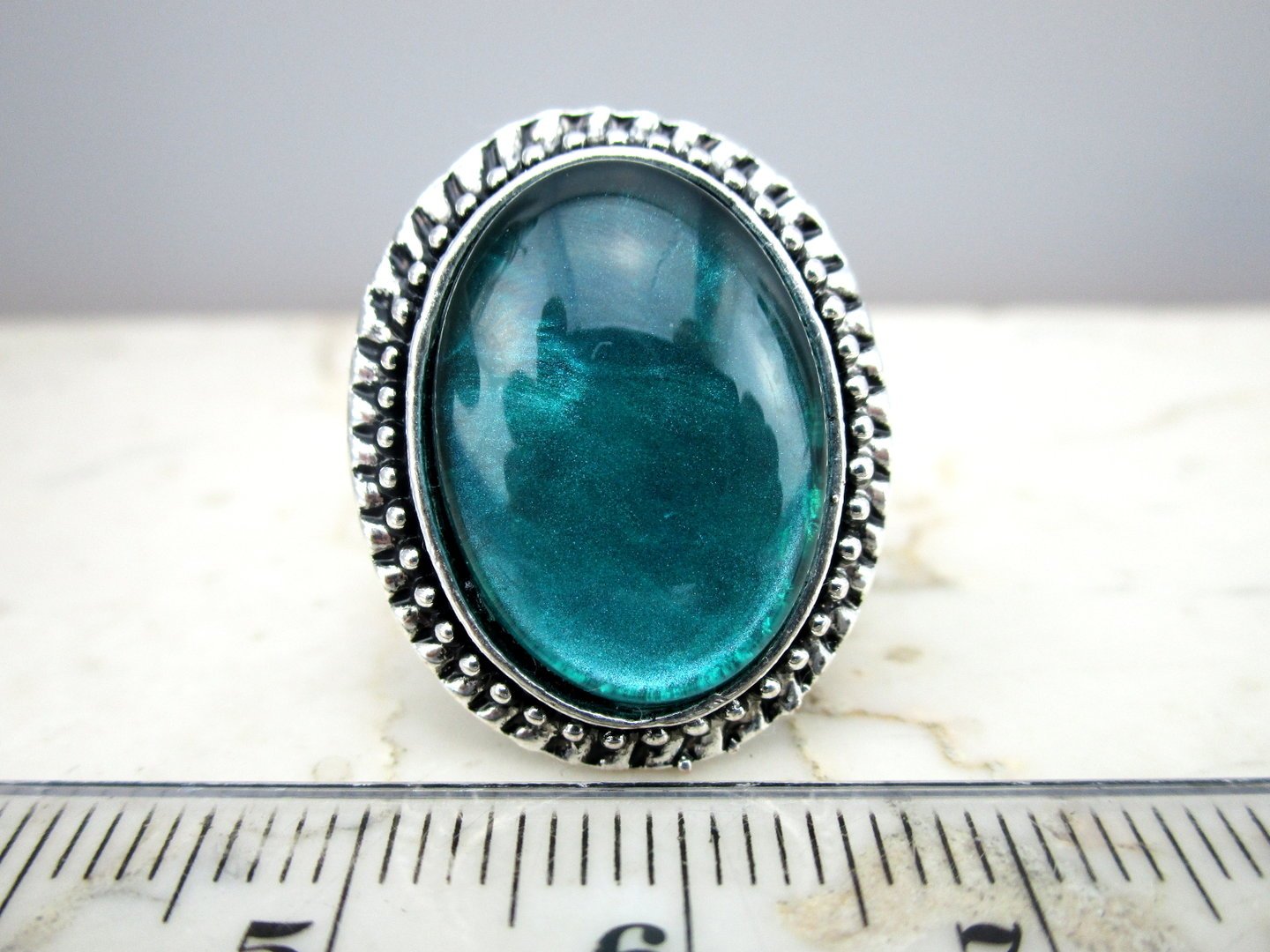 Ovaler Cabochonring "Karibikblau" - Vintage Schmuckstübchen