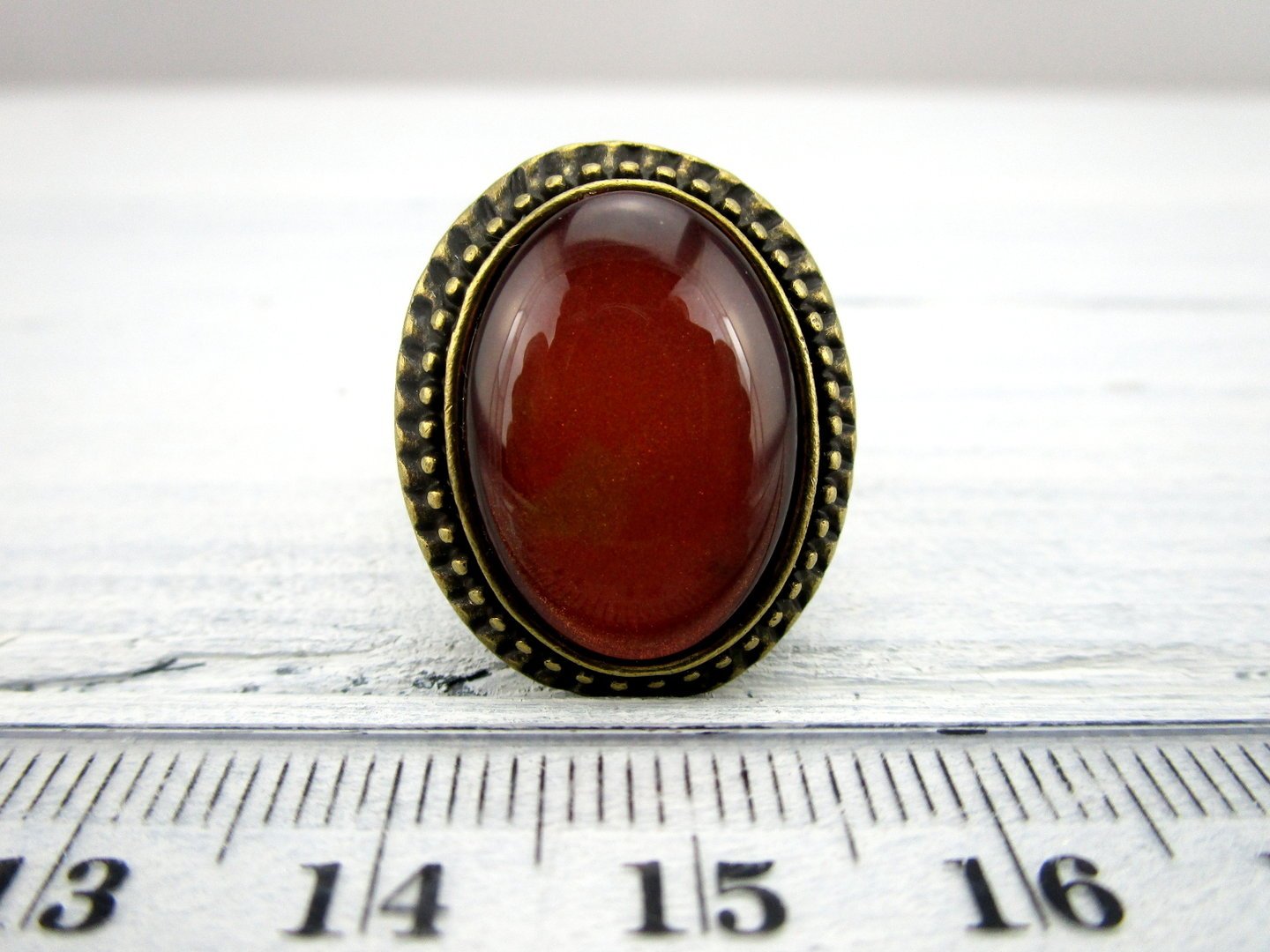 Ovaler Cabochonring "Wüstensonne" in Bronze - Vintage Schmuckstübchen