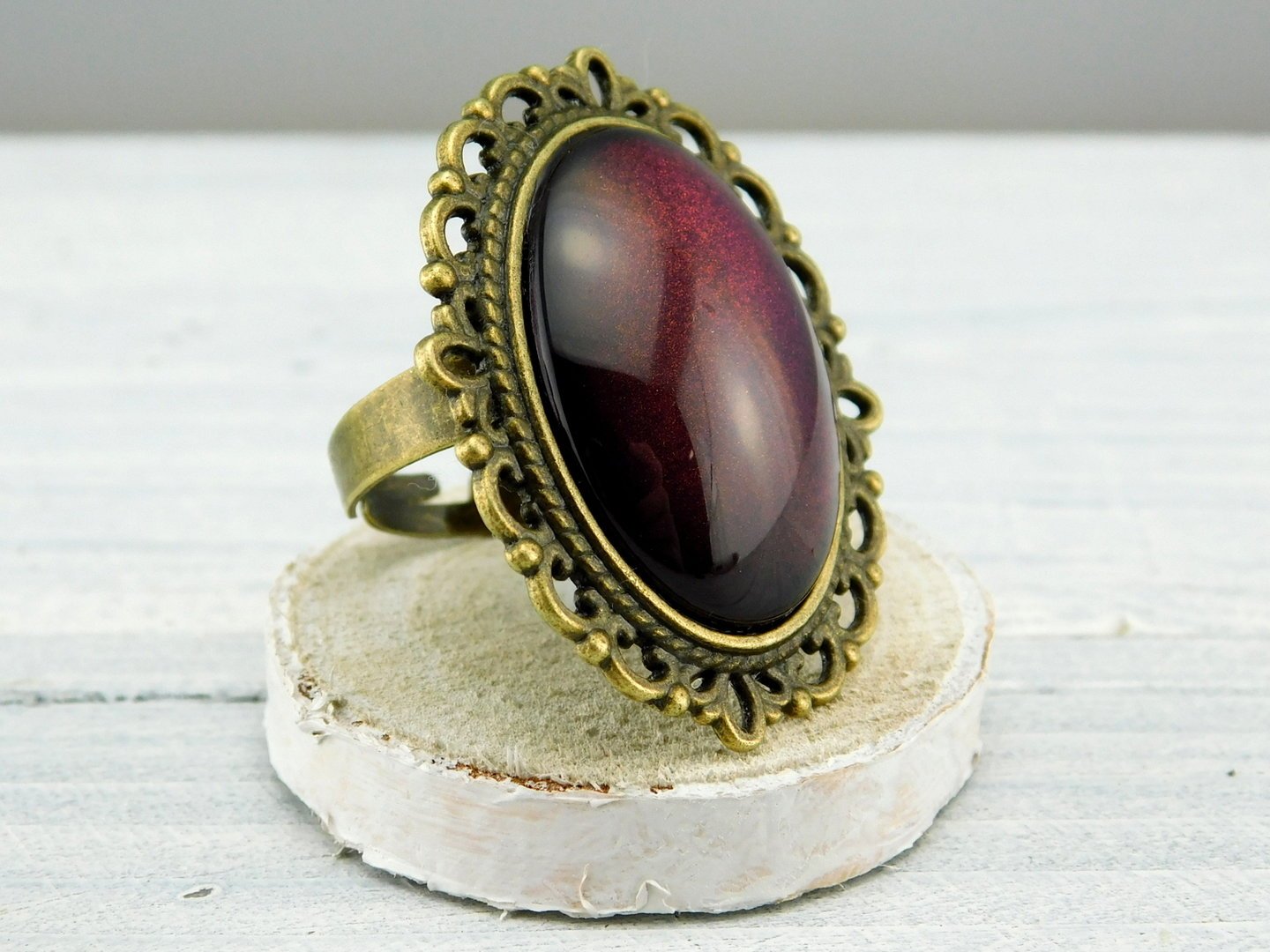 Geschenkset "Burgunderrot" mit Ring und Brosche - Vintage Schmuckstübchen