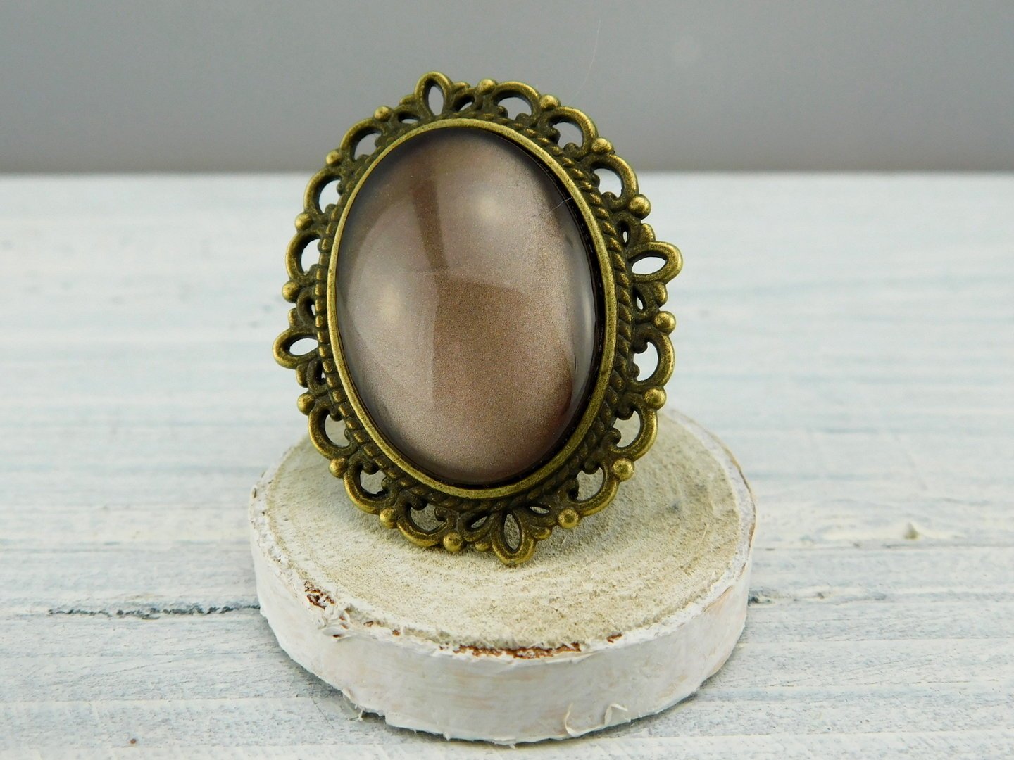 Geschenkset "Hellgold" mit Ring und Brosche - Vintage Schmuckstübchen