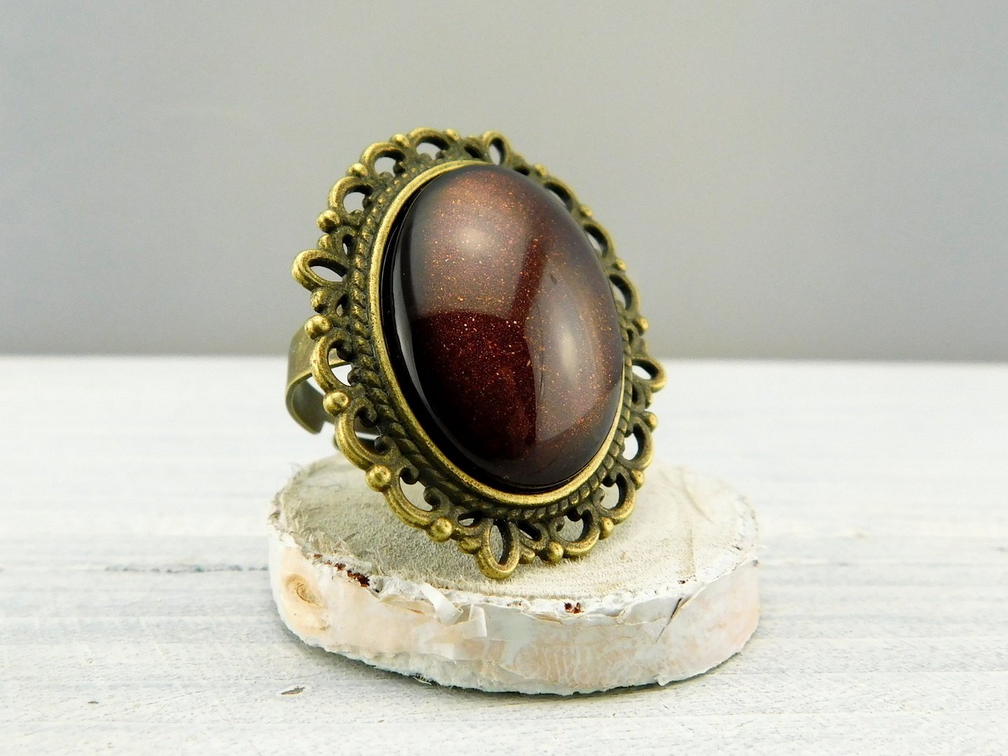 Geschenkset "Hot Chocolate" mit Ring und Brosche - Vintage Schmuckstübchen