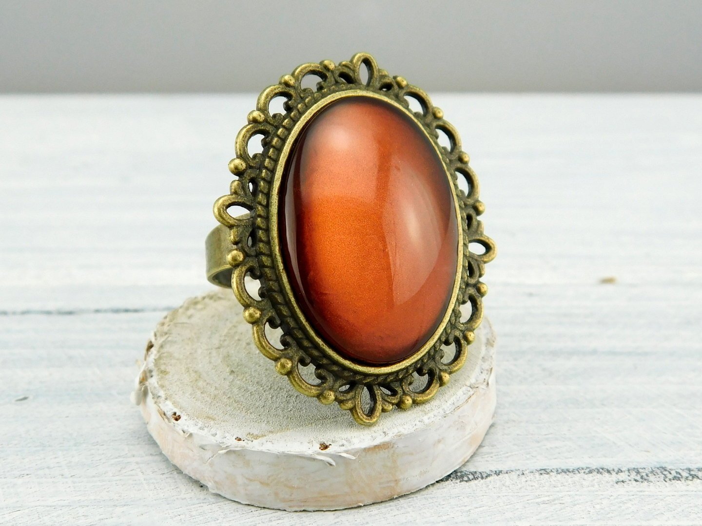 Geschenkset "Kupferrot" mit Ring und Brosche - Vintage Schmuckstübchen