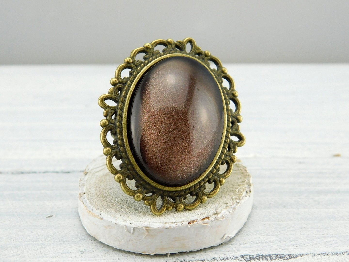 Geschenkset "Haselnuss" mit Ring und Brosche - Vintage Schmuckstübchen