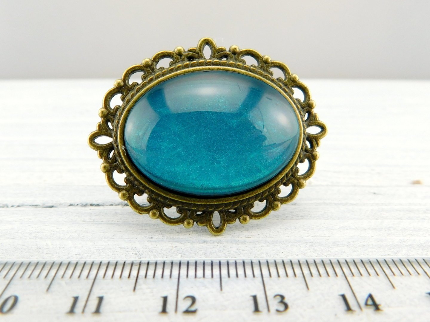 Geschenkset "Azurblau" mit Ring und Brosche - Vintage Schmuckstübchen