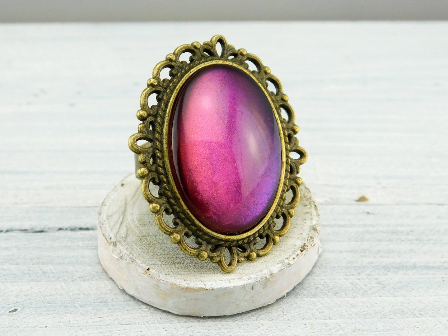 Geschenkset "Mystisches Violett" mit Ring und Brosche - Vintage Schmuckstübchen
