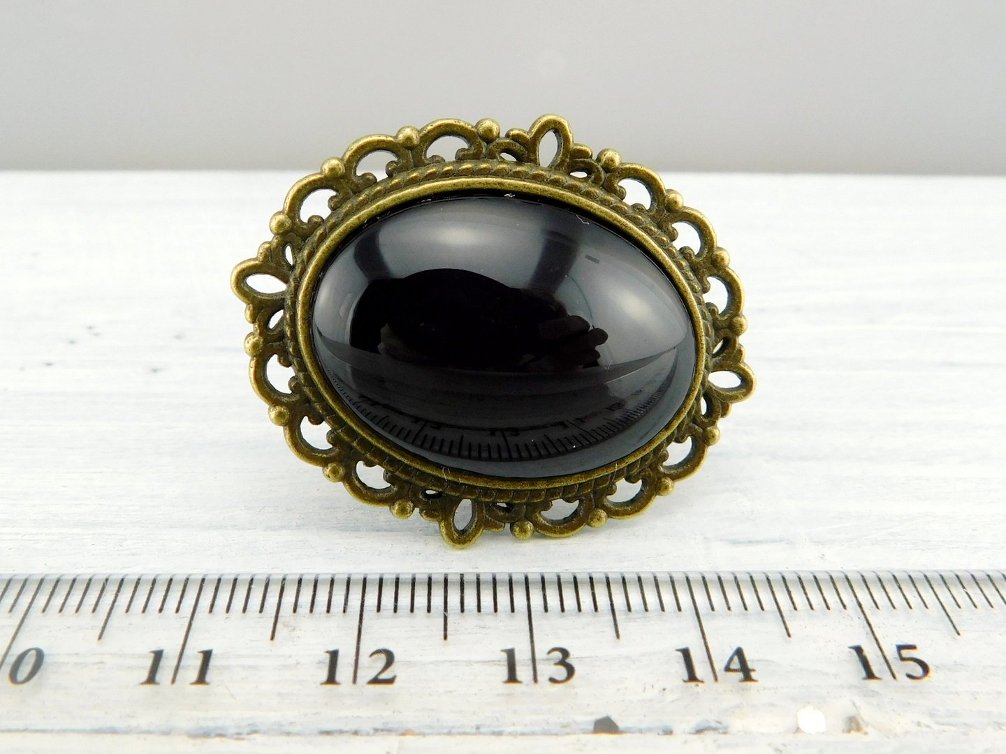 Geschenkset "Nachtschwarz" mit Ring und Brosche - Vintage Schmuckstübchen