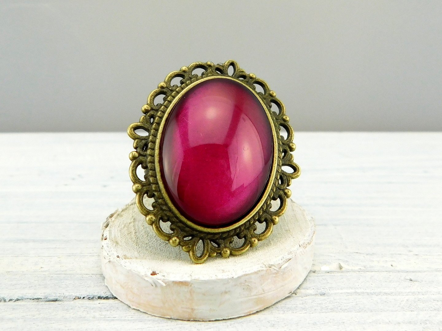 Geschenkset "Rubinpink" mit Ring und Brosche - Vintage Schmuckstübchen