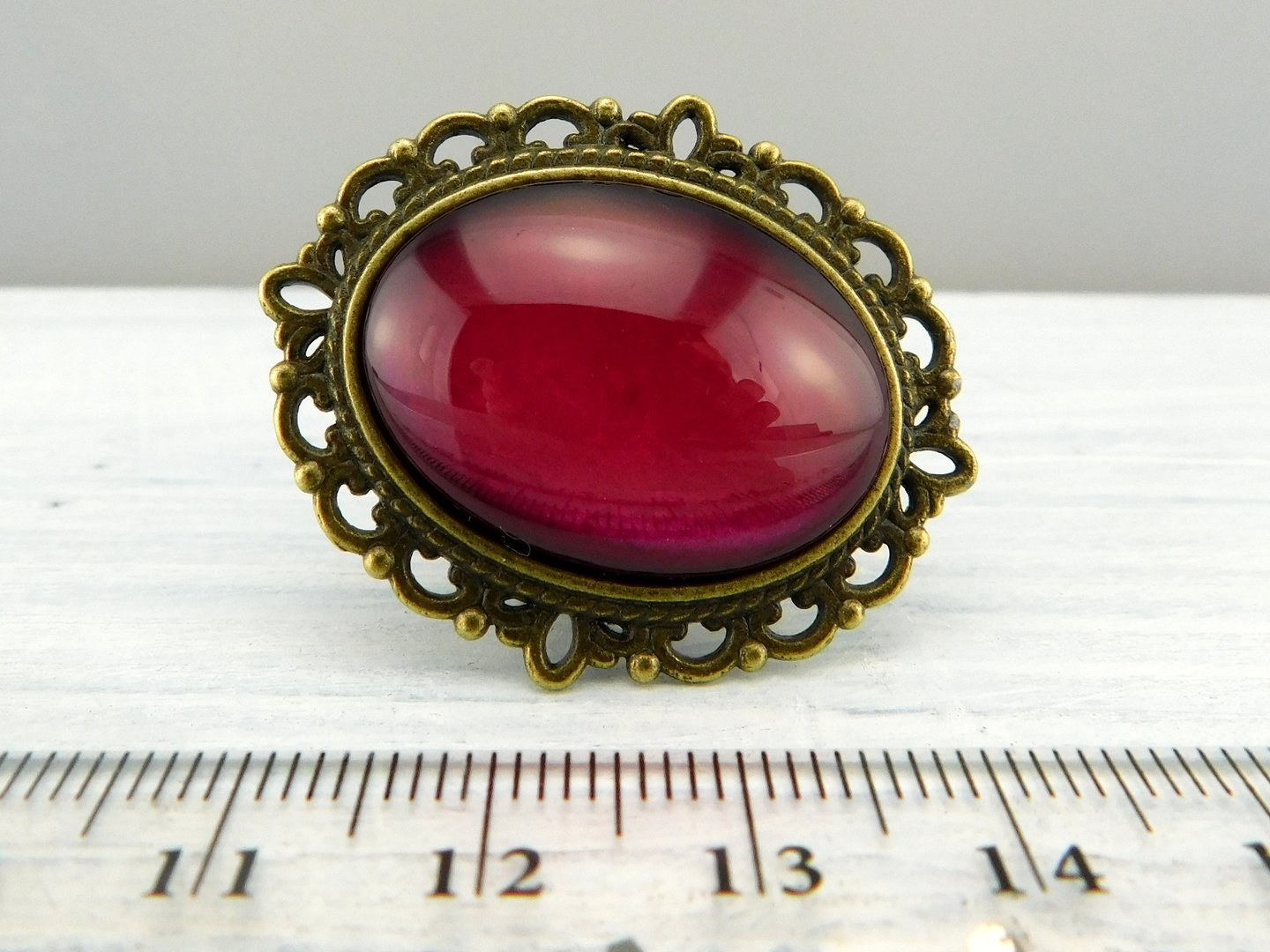 Geschenkset "Rubinpink" mit Ring und Brosche - Vintage Schmuckstübchen