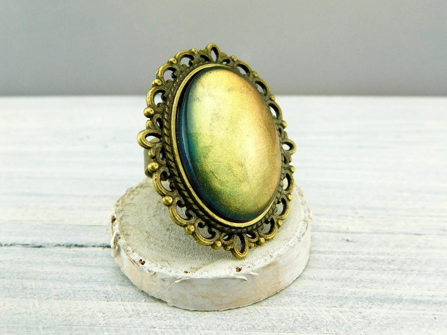 Geschenkset "Sonnenaufgang in Oz" mit Ring und Brosche - Vintage Schmuckstübchen